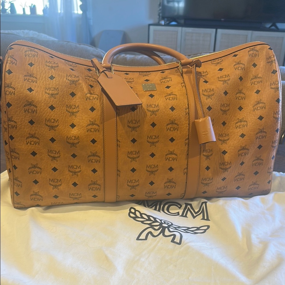 MCM Tan Monogram weekender Bag